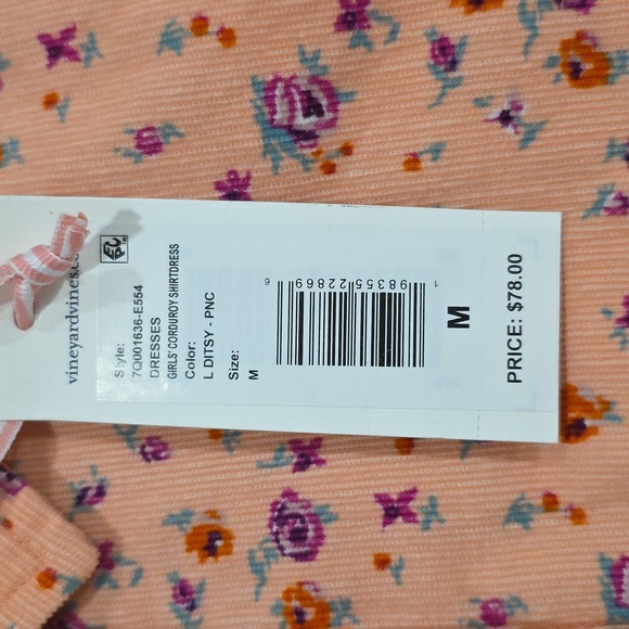 Vineyard Vines- Corduroy Floral Button-Up. Size M (12-14). NWT! - Picture 3 of 5
